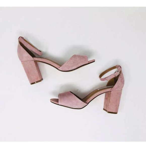 New Steve Madden Leather Suede Stacked Heel Sandal - Picture 3 of 8